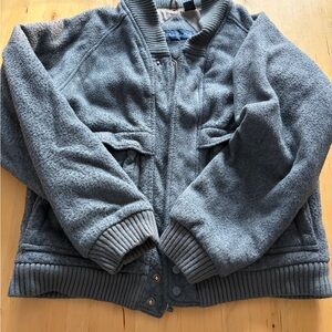 Gray Fleece Bomber Jacket Vintage